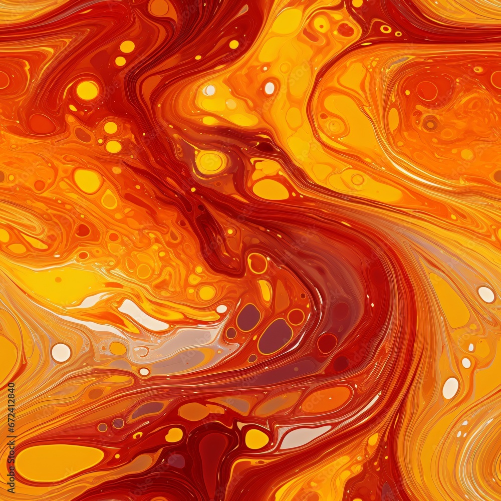 Aufkleber warm autumnal fluid swirls. lava and magma. seamless pattern. abstract art representing fall colors 