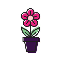 Isolated colored flower sketch icon Vector