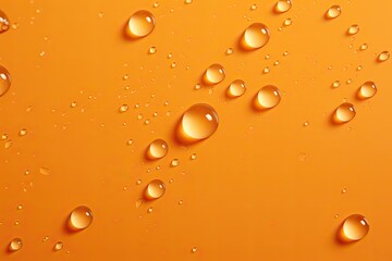 scattered drops of water liquid on an orange backdrop