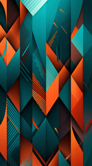 Obraz premium Abstract teal and orange geometric background. Two-color geometric texture