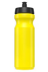 Yellow plastic sport shaker for protein drink isolated on white background.