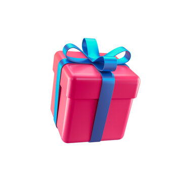 Pink and blue gift box 3d icon illustration rendered