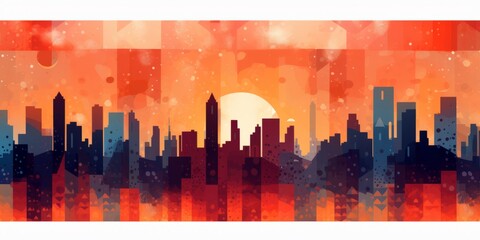 Abstract illustration of cityscape, AI generated 