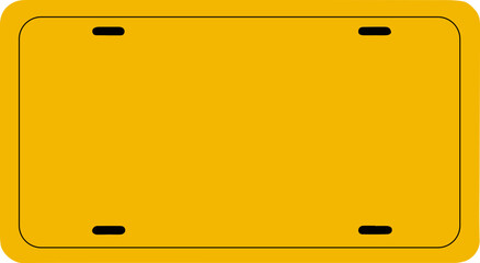Blank yellow license plate frame - obrazy, fototapety, plakaty