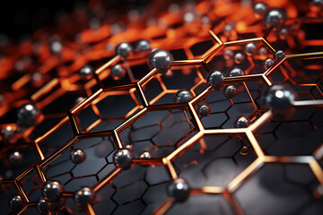 3D Rendered Graphene Structure Circuit Abstract Background. High resolution.