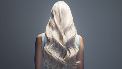 Obraz premium Long thick hair of an adult woman, rear view generated by artificial intelligence