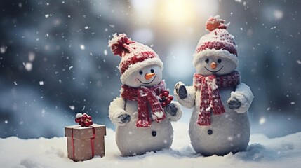 Christmas snowman and gifts