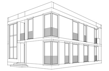 Architectural drawing vector 3d illustration