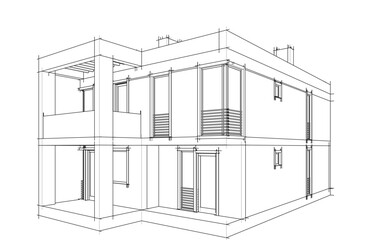 Architectural drawing vector 3d illustration