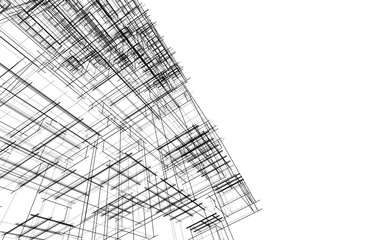 Architectural drawing vector 3d illustration