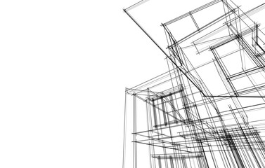 Fototapeta na wymiar Architectural drawing vector 3d illustration