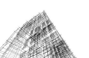 Architectural drawing vector 3d illustration