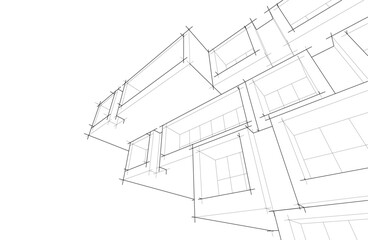 Architectural drawing vector 3d illustration
