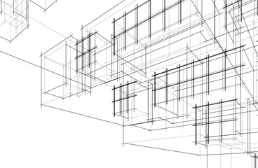 Architectural drawing vector 3d illustration