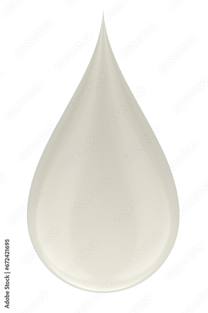 Poster white drop or milk drop, 3d rendering isolated on transparent background