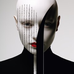 3d rendered female fashion model black and white design