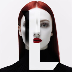 Typography Letter L with female model