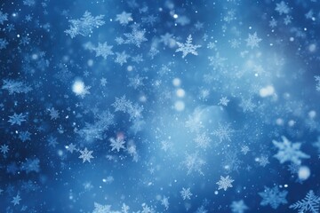 Fototapeta na wymiar A blue background with falling snow flakes. This image can be used to create a winter-themed design or to add a festive touch to any project.