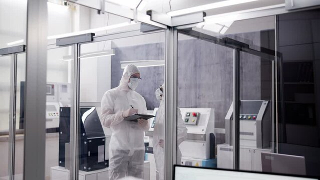 Factory Clean Room Laboratory. Industrial Engineer