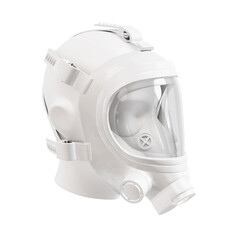 a head mannequin with a gas mask isolated on a white background