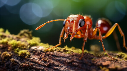 macro photo of a red ant