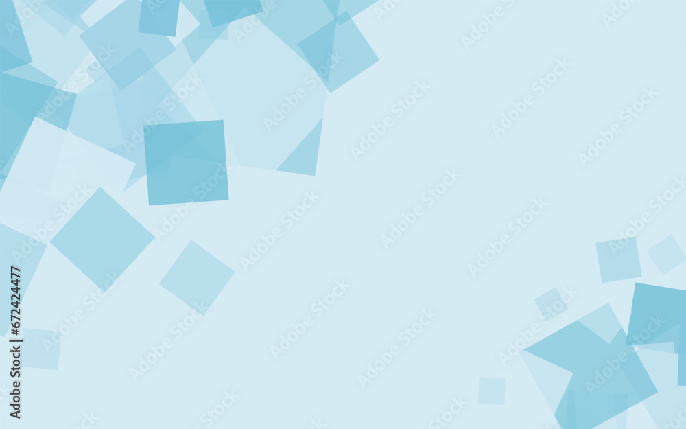 Poster abstract blue background of random squares of different sizes and transparency. conceptual technolog