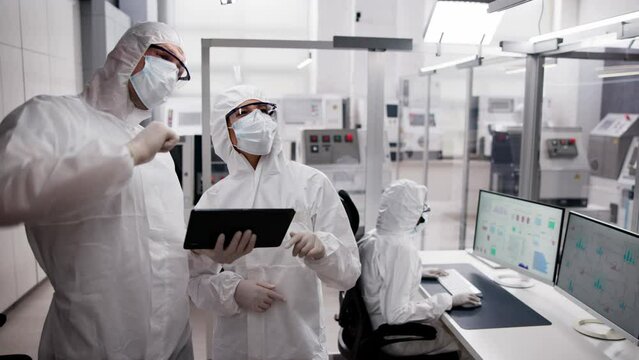 Factory Clean Room Laboratory. Industrial Engineer