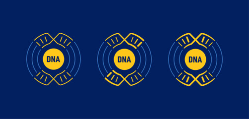 dna symbols around the circle. dna concept on dark blue background. dna concept for health, business and science