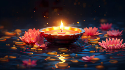 Happy diwali illustration of diwali diya. Diwali diya or oil lamp isolated festival of lights. Indian festival of lights design.