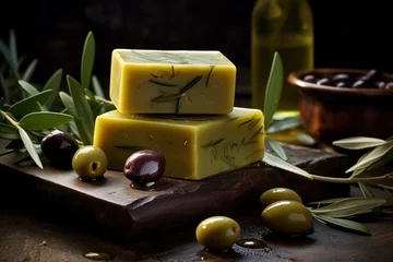 Foto op Plexiglas handmade olive soap © lena
