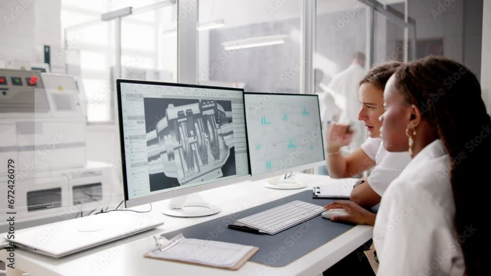 Aufkleber Engineer Doing 3D CAD Model Design On Computer