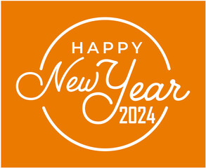 2024 Happy New Year Holiday Abstract White Design Vector Logo Symbol Illustration With Orange Background