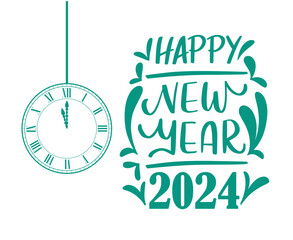 2024 Happy New Year Holiday Abstract Green Design Vector Logo Symbol Illustration