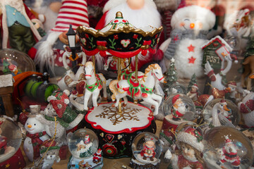 Chrismas decor figurines in souvenir shop