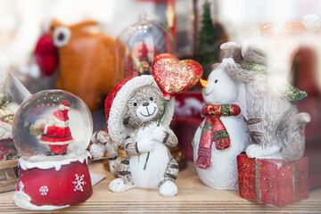 Chrismas decor figurines in souvenir shop