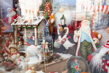 Chrismas decor figurines in souvenir shop