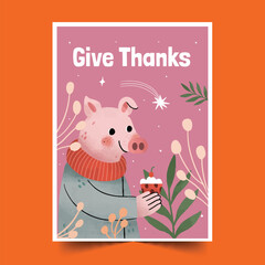 watercolor greeting cards collection thanksgiving celebration design vector illustration