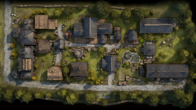 medieval village castle rpg map asset urban - by generative ai