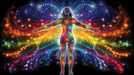 lady tantra new age spiritual awakening yin feminine chakra energy mystical cosmic prana - by generative ai
