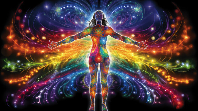 lady tantra new age spiritual awakening yin feminine chakra energy mystical cosmic prana - by generative ai