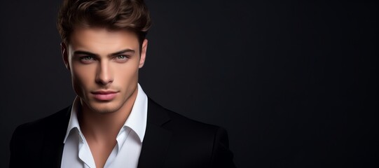 Stylish, handsome man modeling beauty products.