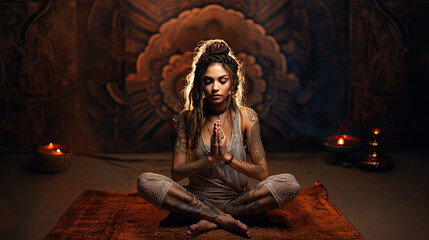 yin feminine lady yoga tantra meditation lotus spiritual - by generative ai