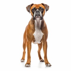 AI generated illustration of a Boxer breed dog isolated in a white background