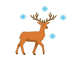 Santa's reindeer illustration wallpaper holiday, winter drawing for kids, deer , buck 