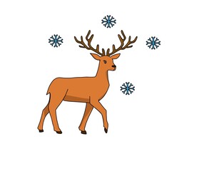 Santa's reindeer illustration wallpaper holiday, winter drawing for kids, deer , buck 