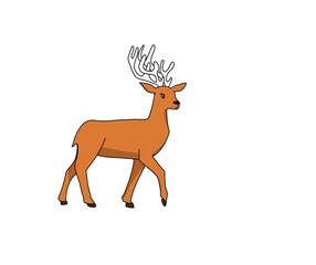 Santa's reindeer illustration wallpaper holiday, winter drawing for kids, deer , buck 