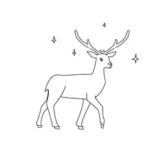 Santa's reindeer illustration wallpaper holiday, winter drawing for kids, deer , buck 