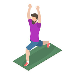 3D Isometric Flat  Set of Fitness Scenes. Item 1