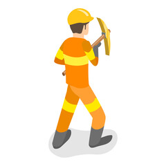 3D Isometric Flat  Set of Firefighter Characters. Item 2