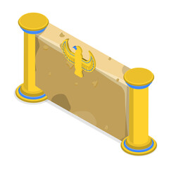 3D Isometric Flat  Set of Egypt Ancient Walls. Item 3